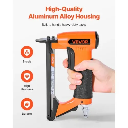 VEVOR Drucklufttacker, Druckluftnagler für Feindrahtklammern der Serie 71, 9,5 mm Krone, 6–16 mm Länge, max. 180 Stk. Druckluft Nagelpistole für Polsterarbeiten, Holzarbeiten, Heimwerkerprojekte – Bild 4