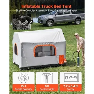 VEVOR Aufblasbares Campingzelt für Ladefläche 219 x 165 x 183 cm, Pickup Zelt Wasserdicht (PU2000 mm) mit Belüfteten Netzfenstern, ideal für Camping Wandern Outdoor-Aktivitäten inklusive Luftpumpe VEVOR Aufblasbares Campingzelt für Ladefläche 219 x 165 x 183 cm, Pickup Zelt Wasserdicht (PU2000 mm) mit Belüfteten Netzfenstern, ideal für Camping Wandern Outdoor-Aktivitäten inklusive Luftpumpe