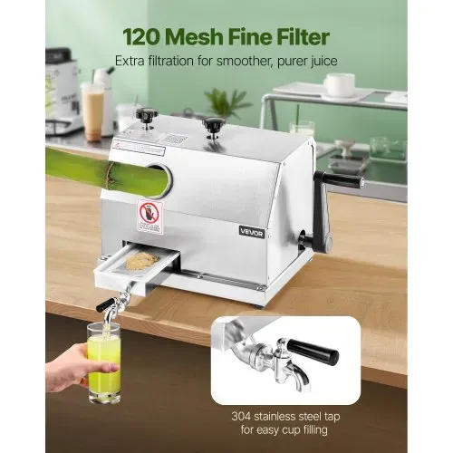 VEVOR Kommerzieller Zuckerrohr-Entsafter, 49,9kg/h Hochleistungs-Zuckerrohr-Entsafter-Maschine mit 3 Edelstahlwalzen, 6,1 cm großer Einlass, manuelle Zuckerrohr-Entsafter-Presse für den privaten/gewerb – Bild 4
