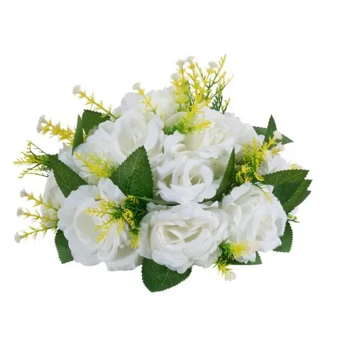 VEVOR Kunstblumen 10 Stück, Blumenkugel-Arrangement-Bouquet, 240 x 240 x 120 mm, Hochzeitsrosen-Tischdekoration, Seidenrosen für Hochzeits-Tisch-& Heimtischdekorationen, weiß – Bild 8