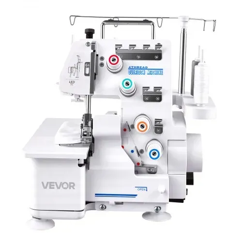 VEVOR Overlock-Nähmaschine 1250 Stiche pro Minute, 3- und 4-Faden-fähig, mit LED-Licht & starken Saugfüßen, robuste Nähmaschine mit Metallrahmen für verschiedene Stoffe, Weiß – Bild 9