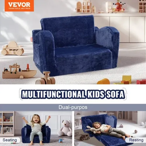 VEVOR Kindersofa 2 in 1 umwandelbares Kindersofa zum Liegestuhl, ausklappbarer Kindersofa-Sessel, Kleinkind Armlehnenstuhl-Bett, zusammenklappbares Kinderspielsofa, Kindercouch Blau 104 x 58 x 32 cm VEVOR Kindersofa 2 in 1 umwandelbares Kindersofa zum Liegestuhl, ausklappbarer Kindersofa-Sessel, Kleinkind Armlehnenstuhl-Bett, zusammenklappbares Kinderspielsofa, Kindercouch Blau 104 x 58 x 32 cm