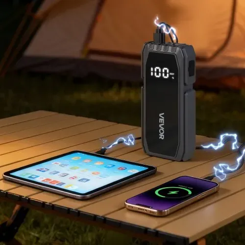 VEVOR Starthilfe Powerbank, Starthilfegerät 1500A Spitzenstrom mit LED-Taschenlampe & Kabel für Motor bis zu 6L Benzin/4L Diesel, Tragbarer Booster mit Schnellladung & Sicherheitsschutz für Notfall – Bild 7