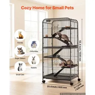VEVOR Kleintierkäfig Frettchenkäfig Kleintiergehege 635x435x1330 mm, Frettchen Chinchillas Gleithörnchen Kleine Katzen & Kaninchen 6-Stöckig 25,4 mm Drahtabstand Feststellbare Schwenkrolle VEVOR Kleintierkäfig Frettchenkäfig Kleintiergehege 635x435x1330 mm, Frettchen Chinchillas Gleithörnchen Kleine Katzen & Kaninchen 6-Stöckig 25,4 mm Drahtabstand Feststellbare Schwenkrolle