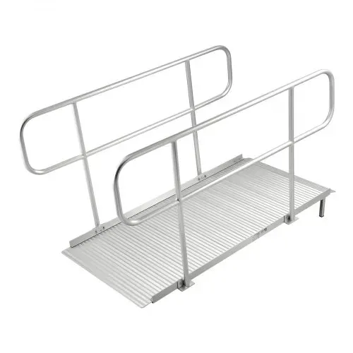 VEVOR Rollstuhlrampe mit Handläufen, 1806x830x1080 mm Schwellenrampe mit Max. 453,6 kg Tragkraft, Rutschfeste Auffahrschiene aus Alu, Tragbare Auffahrrampe für Scooter Türschwelle Bordsteine Treppen – Bild 9