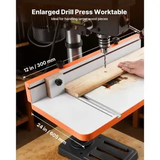 VEVOR Tisch für Säulenbohrmaschine, Bohrtisch 600 x 298 mm, mit verstellbarem Anschlag & Anschlagblock, T-Nuten, MDF-Tischplatte, Skala, Unterstützung für mehrere Klemmen & Schraubstöcke VEVOR Tisch für Säulenbohrmaschine, Bohrtisch 600 x 298 mm, mit verstellbarem Anschlag & Anschlagblock, T-Nuten, MDF-Tischplatte, Skala, Unterstützung für mehrere Klemmen & Schraubstöcke