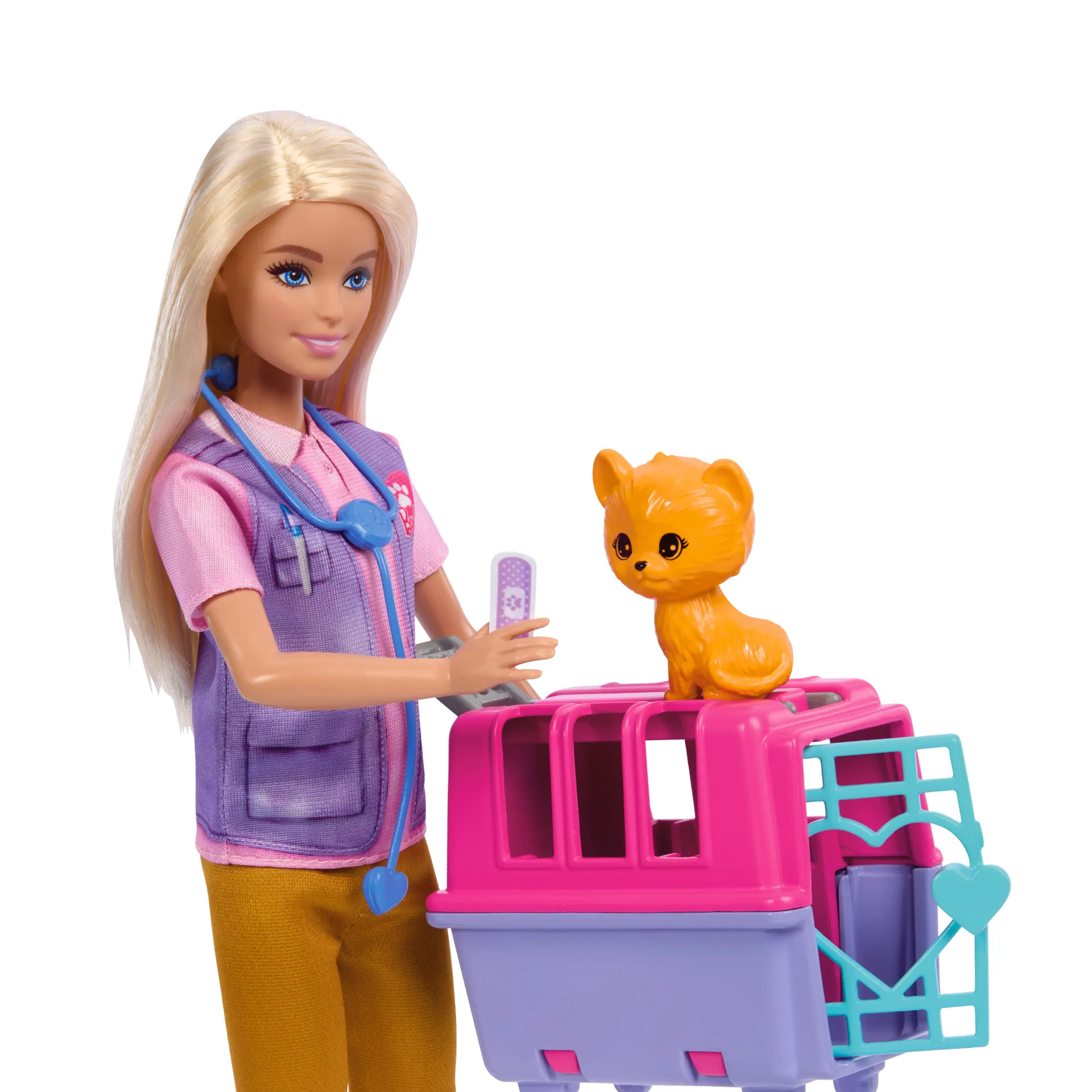 Barbie Barbie-Tierrettungsspielset mit blonder Puppe, 2 Tierfiguren und Zubehör – Bild 2
