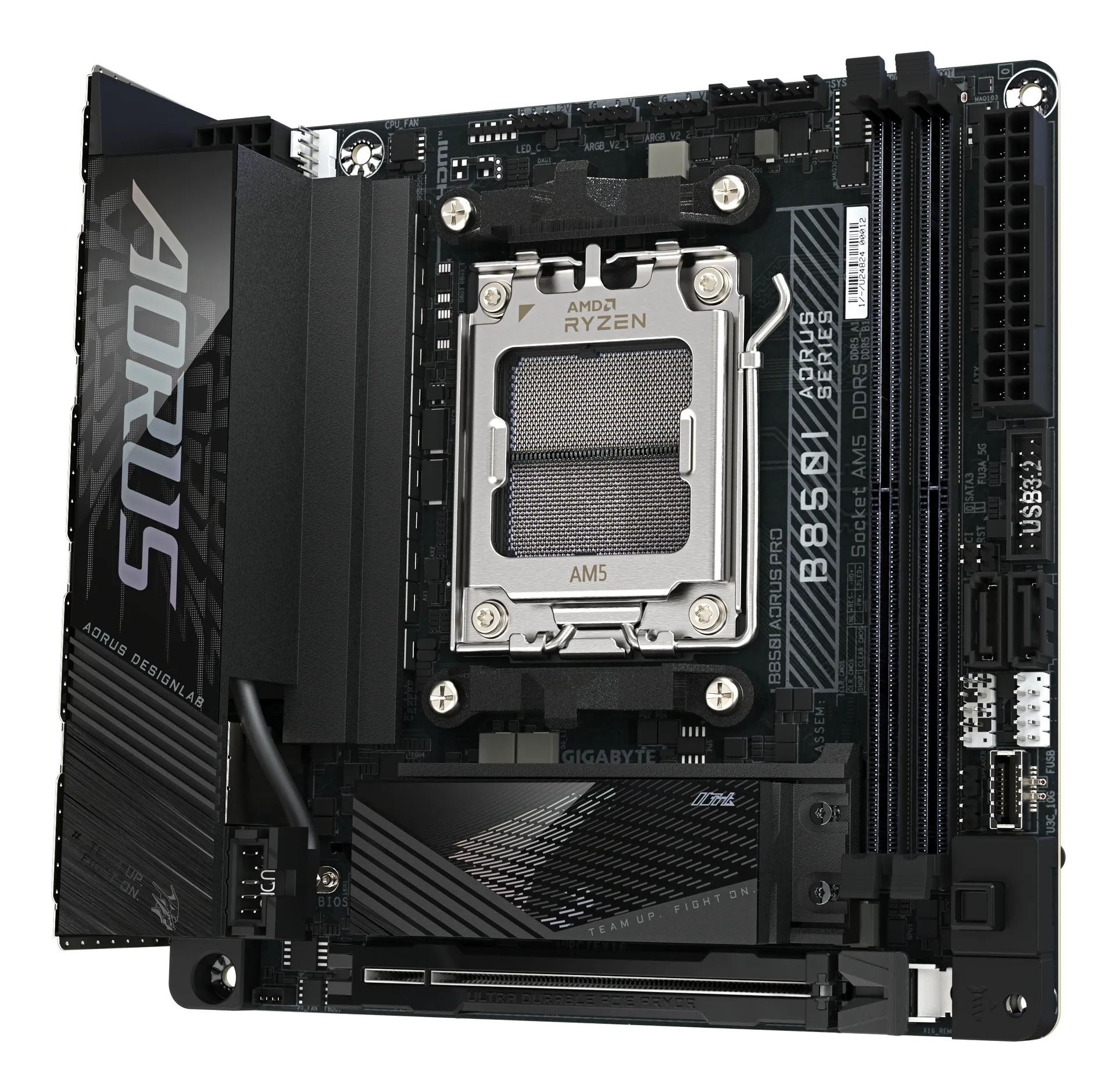 GIGABYTE B850I AORUS PRO Motherboard - Unterstützt AMD Ryzen 9000 Serie CPUs, 8+2+1 Phasen Digital-VRM, bis zu 8400MHz DDR5 (OC), 1xPCIe 5.0 + 1xPCIe 4.0 M.2, 2.5LAN, WIFI 7, USB 3.2 Gen 2 – Bild 3