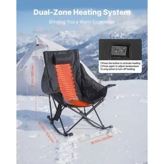 VEVOR Campingstuhl Beheizt 1030 x 920 x 950 mm, 3 Heizstufen, großer gepolsterter Klappstuhl, robuste Gartenstühle mit Tasche und Getränkehalter, Tragkraft 102 kg, tragbarer beheizter Stuhl für den Wintersport VEVOR Campingstuhl Beheizt 1030 x 920 x 950 mm, 3 Heizstufen, großer gepolsterter Klappstuhl, robuste Gartenstühle mit Tasche und Getränkehalter, Tragkraft 102 kg, tragbarer beheizter Stuhl für den Wintersport
