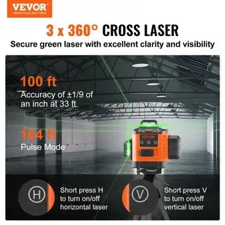 VEVOR Kreuzlinienlaser 30m Lasernivellier Selbstnivellierend Linienlaser 520nm±10nm Laserwellenlänge Baulaser ±0,28cm bei 10m Kreuzlaser ±3° 8 Std Dauerarbeitszeit inkl. Lithiumbatterie Typ-C-Leitung VEVOR Kreuzlinienlaser 30m Lasernivellier Selbstnivellierend Linienlaser 520nm±10nm Laserwellenlänge Baulaser ±0,28cm bei 10m Kreuzlaser ±3° 8 Std Dauerarbeitszeit inkl. Lithiumbatterie Typ-C-Leitung