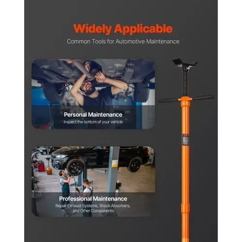 VEVOR Unterlift-Stützständer (rund Basis) 750 kg Unterhubwagen-Stützständer (Hebehöhe 134- 193 cm) mit lagermontierter Drehgriff & selbstsichernde Gewindeschraube & zwei Rädern Orange – Bild 5