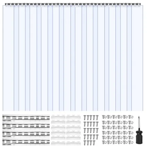 VEVOR Streifenvorhang, 243 cm Höhe x 182 cm Breite, 0,2 cm Dicke, 12 Stück transparenter PVC-Streifen-Türvorhang, Gefrierschrankvorhang, Kunststoff-Türstreifen für begehbare Gefrierschränke, Kühlschränke und Lagertüren, mit 50 % Überlappung VEVOR Streifenvorhang, 243 cm Höhe x 182 cm Breite, 0,2 cm Dicke, 12 Stück transparenter PVC-Streifen-Türvorhang, Gefrierschrankvorhang, Kunststoff-Türstreifen für begehbare Gefrierschränke, Kühlschränke und Lagertüren, mit 50 % Überlappung