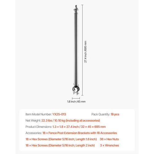 VEVOR Übersteigschutz Zaunerhöhung, 18er-Pack, 695 mm Stacheldrahtabweiser für 3,3-3,8 mm Zaunoberseite, Ω-Halterung, Stacheldrahthalter zum Schutz der Privatsphäre in Hof, Bauernhof oder Garten – Bild 6