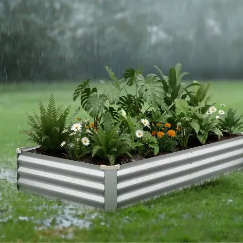 VEVOR Hochbeet Metall 2er-Pack 180x90x30 cm, Rechteckiges Gartenbeet, Pflanzkasten-Set für Außenbereich, Gemüsebeet mit Handschuhen, Blumenbeet Bodenlos, Pflanzbeet für Blumen & Gemüse, Silber – Bild 7