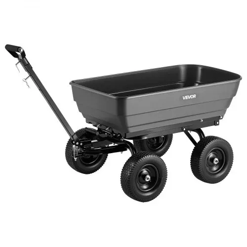 VEVOR Gartenwagen mit Kippfunktion 544 kg Kippwagen Bollerwagen Dumper, 0,2 m³ Nutzinhalt 2-in-1-Verstellbarer Griff 90°-Schnellkippmechanismus 180°-Schwenkrädern für Pflanzen Erde Erntegut – Bild 9