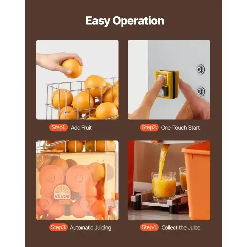 VEVOR Gewerbliche Orangenpresse Elektrische Zitruspresse 120 W Edelstahl, Saftpresse für bis zu 20 Orangen pro Minute, Entsafter für Zitronen Zitrusfrüchte mit 2 Schalen-Auffangbehältern (Kunststoff) – Bild 5