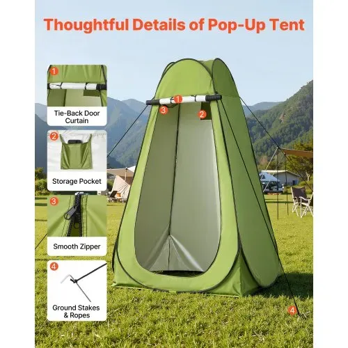 VEVOR Tragbare Campingtoilette 150 kg Belastbar, Mobile Toilette Faltbar, Reisetoilette mit Tragetasche & Müllbeuteln & Aufklappbarem Sichtschutzzelt, Geeignet für Wohnmobilreisen Camping Wandern – Bild 3