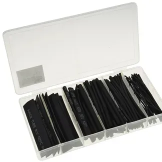 Schrumpfschlauch-Sortiment, 100-teilig in praktischer Box, schwarz Schrumpfschlauch-Sortiment, 100-teilig in praktischer Box, schwarz