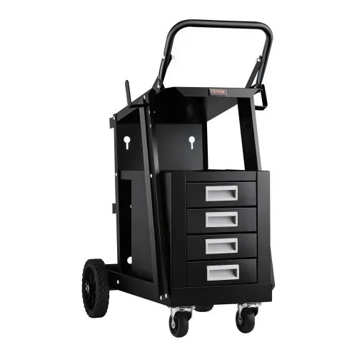VEVOR Schweißwagen 2 Ablageflächen mit 4 Schubladen Schweißmobil Max. 100-120kg Wagen für Schweßgeräte mit 2 Gasflaschenhalterung Ideal für Handschweißen Schutzgasschweißen Argon-Lichtbogenschweißen – Bild 9