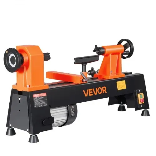 VEVOR Drechselbank 254 x 465 mm 1/2 PS Tischdrehbank mit 5 Drehzahlstufen, für Anfänger und Hobbybastler, mit Thermoschutz, Robustem Metallrahmen und Komplettem Zubehörset für Weich- und Hartholz – Bild 8