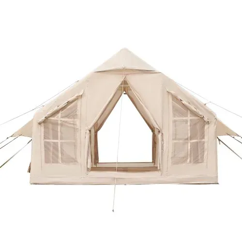 VEVOR Aufblasbare Zelte für Camping 3x3x2,3 m, 4–6 Personen, 300D Oxford 4-Jahreszeiten-Glamping-Zelt mit Handpumpe, Ofenanschluss, 2 Türen & 4 Netzfenstern, inkl. Aufbewahrungstasche für Transport – Bild 10