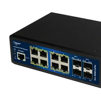 ALLNET Switch industrial full managed Layer2+ 12 Port GbE • PoE Budget 240W • 8x PoE BT • 4x SFP • Lüfterlos • DIN • JSON API • ALL-SGI8112PMJ-BT ALLNET Switch industrial full managed Layer2+ 12 Port GbE • PoE Budget 240W • 8x PoE BT • 4x SFP • Lüfterlos • DIN • JSON API • ALL-SGI8112PMJ-BT