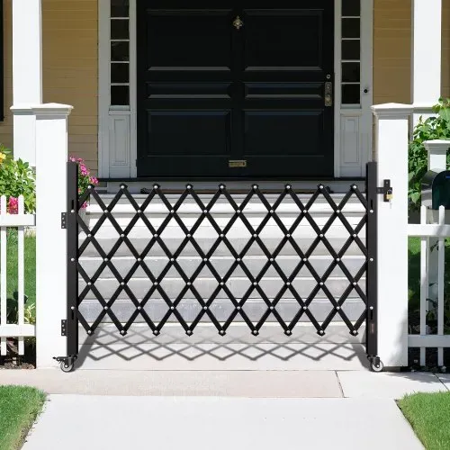 VEVOR Sicherheitstor (Einzel) abschließbares klappbares Scherentor mit 360°-Lenkrollen, einziehbare Stahltore Outdoor, für Eingangssicherheit Garage Lager, Falttor 190 x 131 cm (B x H) Schwarz – Bild 7