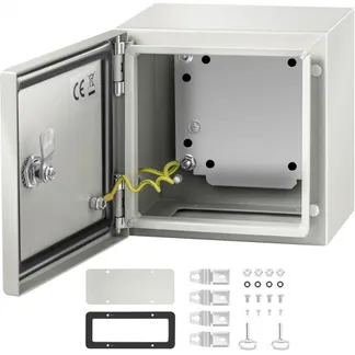 VEVOR Stahl-Elektrokasten, Elektrogehäuse, 20x20x15 cm, Kohlenstoffstahl, IP65 VEVOR Stahl-Elektrokasten, Elektrogehäuse, 20x20x15 cm, Kohlenstoffstahl, IP65