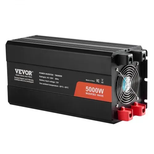 VEVOR Sinus-Wechselrichter 5000 W DC 12 V auf AC 230 V Wechselrichter mit 2 AC-Steckdosen 2 USB-Anschlüssen 1 Typ-C-Anschluss LCD-Display und Fernbedienung für Haushaltsgeräte mit hoher Belastung – Bild 8