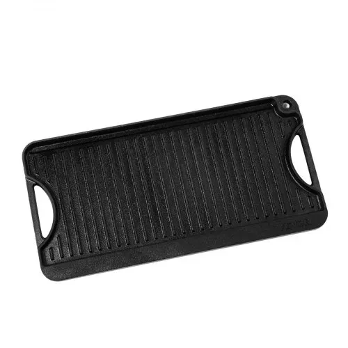 VEVOR wendbarer Grillplatte Bratpfanne Griddle aus Gusseisen (492 x 218 mm), tragbare rechteckige Pfanne mit Griff, Familienkochgeschirr für Herdplatten drinnen/draußen Grill, schwarz – Bild 8