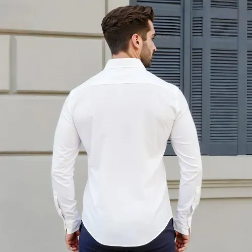 VEVOR Herrenhemd XL, Langarmhemd, knitterfrei, Freizeithemden, Bügelfrei, Businesshemden, weicher Stretch-Stoff für Business, Freizeit oder formelle Anlässe, Arbeit, Hochzeit, Abendessen, Weiß – Bild 7