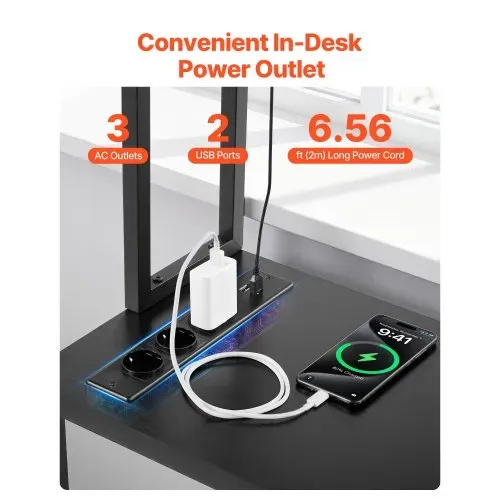 VEVOR Gaming Tisch L Form 1,2 m, Eck-Computertisch mit Monitorständer, Steckdosen, Verschiebbarem CPU-Ständer & Ablage, Eckschreibtisch 68 kg Tragfähigkeit, Gamertisch für Homeoffice – Bild 3