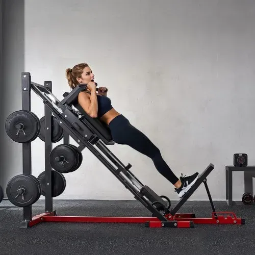 VEVOR Beintrainer Beinpresse Hack-Squat-Maschine Kombination (40° / 45° / 50° Rückenlehne) mit Gewichtsaufbewahrung, Beintrainingsgerät für Quadrizeps, Oberschenkelrückseite, Gesäßmuskeln – Bild 7