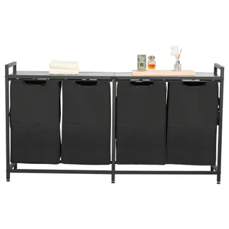 VEVOR Wäschekorb Wäschesammler mit Holztischplatte, Wäschesortierer mit 4 ausziehbaren Beuteln (600D Oxford Stoff) & Metallrahmen, Wäsche-Sortiersystem für schmutzige Kleidung Badezimmer Schwarz VEVOR Wäschekorb Wäschesammler mit Holztischplatte, Wäschesortierer mit 4 ausziehbaren Beuteln (600D Oxford Stoff) & Metallrahmen, Wäsche-Sortiersystem für schmutzige Kleidung Badezimmer Schwarz