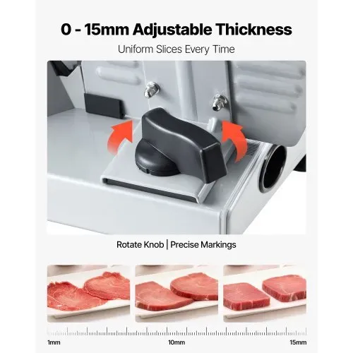 VEVOR Fleischschneidemaschine 200 W, Elektrische Aufschnittmaschine mit 190-mm-SUS420-Klinge, 0–1 mm Schnittdicke, Allesschneider für Gefrorenes Fleisch, Schinken, Baguette und Steak – Bild 3