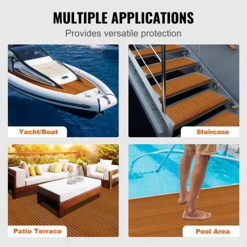 VEVOR Bootsbodenbelag, EVA-Schaum-Bootsdeck 2400 x 1160 x 6 mm, rutschfester selbstklebender Bodenbelag, 27840 cm² großer Marineteppich für Boote, Yachten, Pontons, Kajakdecks – Bild 5