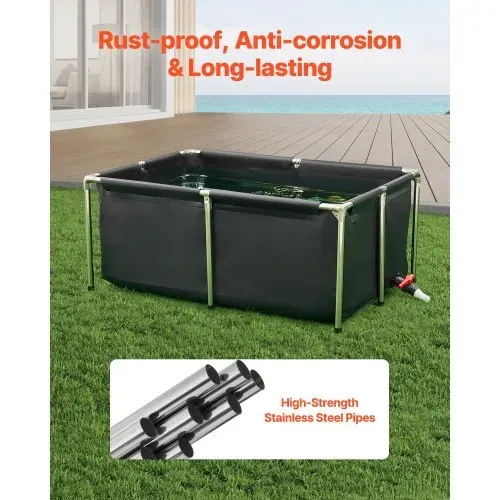 VEVOR Fischteich aus Segeltuch, 480 L Fischtank, faltbares PVC-Koi-Aquarium, Fischbecken mit stabilem Rahmen & Ablassventil, für Aquakultur, Koi-Zucht & Bewässerung 1200x800x500 mm – Bild 3