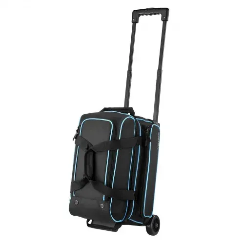 VEVOR Bowlingballtasche für 3 Bälle mit Doppelrollen & separatem Fach für Schuhe (bis US-Größe 16) & übergroßer Zubehörtasche, einziehbarer Griff lässt sich auf 105 cm ausziehen Schwarz + Blau – Bild 10