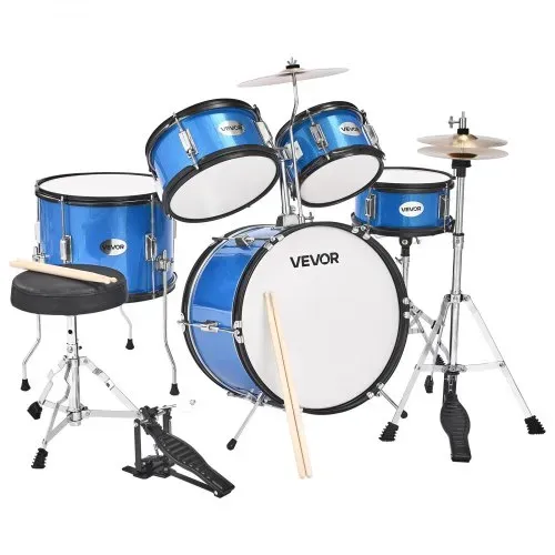 VEVOR Schlagzeug Set, 5-teilig, inkl. 40,6 cm Basstrommel, 25,4 cm Snare, 20,3 cm & 25,4 cm Tomtoms, 33 cm Standtom, 25,4 cm Crash-Becken & 20,3 cm Hi-Hat, für Kinder von 6–13 Jahren, Blau – Bild 8