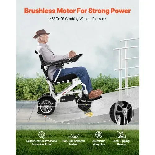 VEVOR Elektrorollstuhl für Erwachsene, 136 kg Tragkraft, faltbarer & leichter motorisierter Rollstuhl, 21 km Reichweite, medizinischer Roller, tragbar für Senioren & Behinderte, 930x590x940 mm – Bild 4