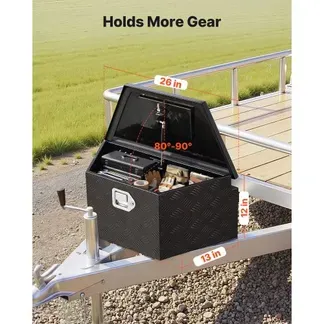 VEVOR Deichselbox Truckbox 660 x 330 x 305 mm aus Aluminium, 50 kg Belastbare Werkzeugaufbewahrungsbox mit Schloss & Schlüsseln, Anhängerbox für Pickup-Ladeflächen RV SUVs Geländewagen, Schwarz VEVOR Deichselbox Truckbox 660 x 330 x 305 mm aus Aluminium, 50 kg Belastbare Werkzeugaufbewahrungsbox mit Schloss & Schlüsseln, Anhängerbox für Pickup-Ladeflächen RV SUVs Geländewagen, Schwarz