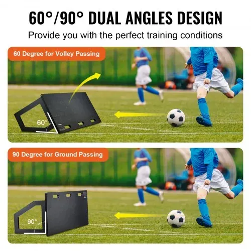VEVOR Fußball Rebound Board, Tragbares Bounce Board 1150 x 450 mm, HDPE Rebounder Wand Rebound Equipment, Kinder & Jugendliche, Trainingsboard, Rebounder Kicker für Fußballtraining, Schwarz – Bild 2