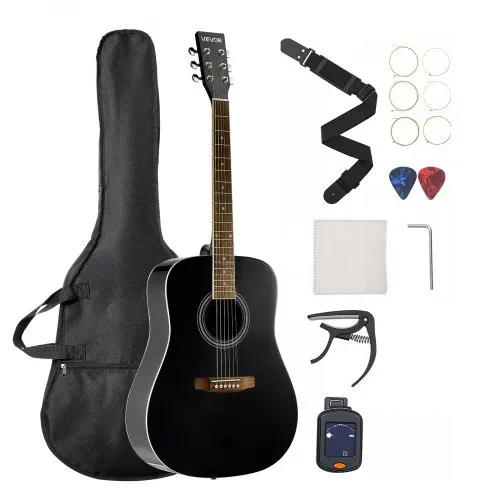 VEVOR Dreadnought Akustik Gitarre 41 in / 1041,4 mm Anfängerpaket Erwachsene Schwarz VEVOR Dreadnought Akustik Gitarre 41 in / 1041,4 mm Anfängerpaket Erwachsene Schwarz