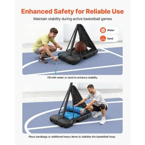 VEVOR tragbarer Basketballständer, max. 3,05 m höhenverstellbarer (manuell) Basketballkorb, Basketballanlage mit 130 cm PC-Rückwand, Basketballkorsystem Backboard-Set für Terrassen Schulen – Bild 2