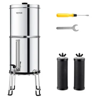 VEVOR Schwerkraft Wasserfiltersystem Edelstahl Arbeitsplattensystem 7+8,5L Wasserfiltrationssystem, reduziert Blei und bis zu 99 % Chlor, mit 2 Kohlefiltern, Wasserstandsanzeiger, Camping Wohnmobil VEVOR Schwerkraft Wasserfiltersystem Edelstahl Arbeitsplattensystem 7+8,5L Wasserfiltrationssystem, reduziert Blei und bis zu 99 % Chlor, mit 2 Kohlefiltern, Wasserstandsanzeiger, Camping Wohnmobil