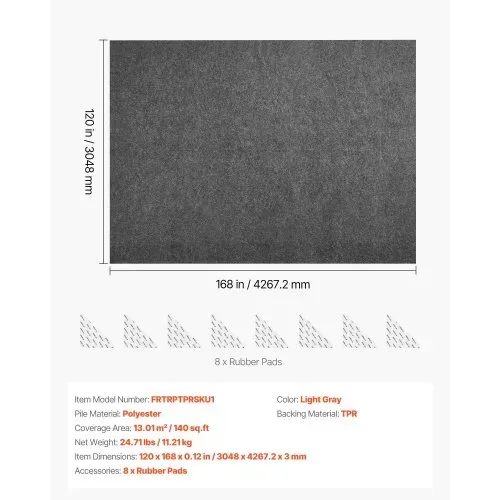 VEVOR Teppichunterlage, Antirutschmatte 3048 x 4267,2 x 3 mm, Zuschneidbarer Teppichstopper aus Polyester & TPR mit Gummipad, Rutschfest & Wasserfest, Universal für Alle Böden, Schublade & Kofferraum – Bild 6