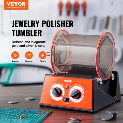 VEVOR Poliertrommel Schmuck-Poliermaschine 5 kg, Rotary Tumbler Oberflächenpolierer 60 W, Schmuck Polieren Dreh-Tumbler Einstellbare Zeit & Drehzahl Polierer Kugelmühle, für Gold, Silber usw. VEVOR Poliertrommel Schmuck-Poliermaschine 5 kg, Rotary Tumbler Oberflächenpolierer 60 W, Schmuck Polieren Dreh-Tumbler Einstellbare Zeit & Drehzahl Polierer Kugelmühle, für Gold, Silber usw.