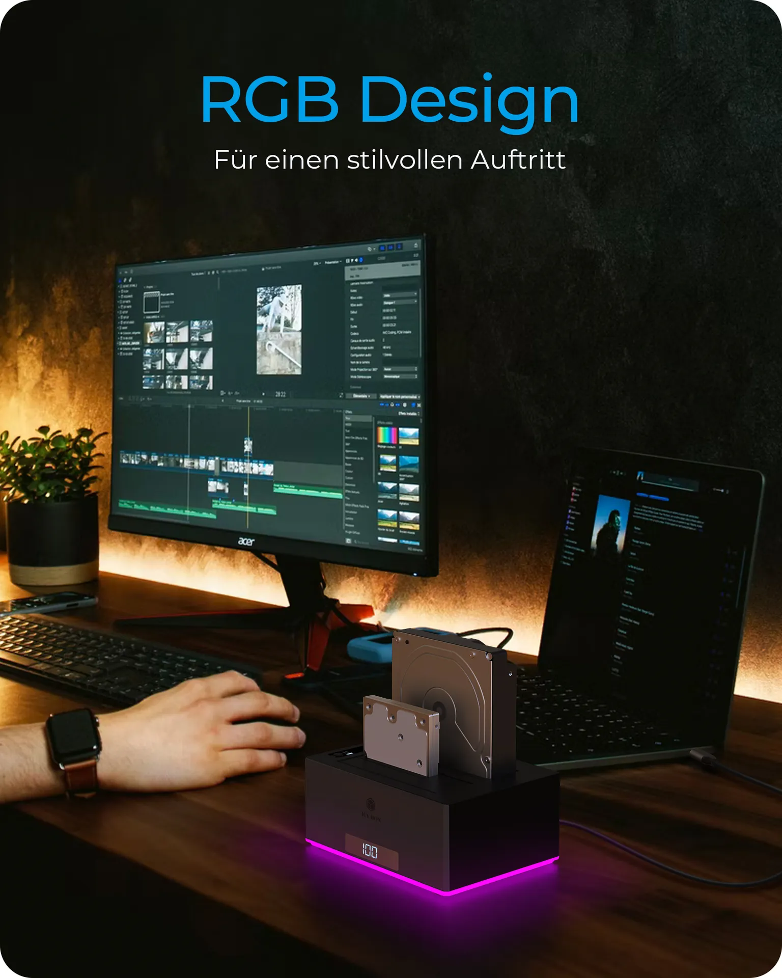 ICY BOX IB-127CL-U3; Docking und Klonstation für 2x 2,5" oder 3,5" HDD/SSD zu USB 3.2 Gen 1 Host, SINGLE + copy funktion, UASP & SATA III (6 Gbit/s) – Bild 3