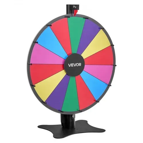 VEVOR Glücksrad Drehrad (61 cm) 14 Slots Glücksrad mit Ständer, höhenverstellbar, Lotteriespiele Gewinn-Roulette mit Tafelschwamm & 2 Markern, 6 Farben, ideal für Party Kneipe Messe – Bild 10