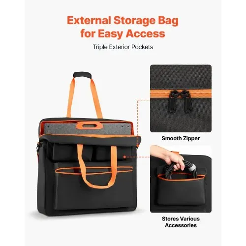 VEVOR Aufbewahrungstasche für 2x 200W Faltbare Solarpanele Schwarz & Orange, Tragbare Solarmodul Tasche für Outdoor Camping Ausflug & Wohnmobile, aus Polyesterfaser, Wasserdicht, mit Schultergurten – Bild 3